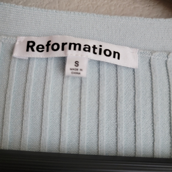 Reformation Bruni Cotton Sweater Dress in Powder size S NWOT - Picture 7 of 10